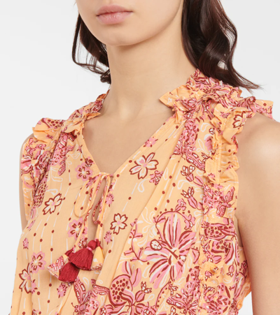 Poupette St Barth Women's Triny Ruffle V-neck Minidress In Orange Grenade