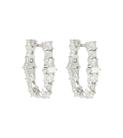 Shop Ileana Makri Rivulet 18kt White Gold Hoop Earrings With Diamonds