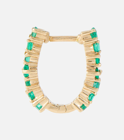 Shop Ileana Makri Rivulet 18kt Gold Hoop Earrings With Emeralds In Yellow Gold