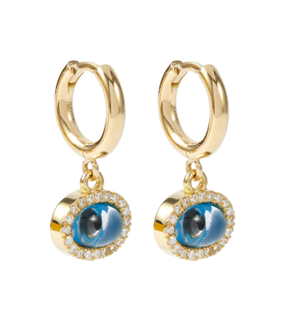 Shop Ileana Makri Mini Oval Eye 18kt Gold Hoop Earrings With Diamonds In Yellow Gold