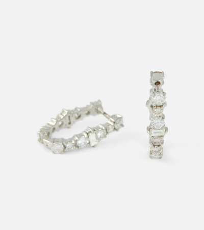 Shop Ileana Makri Rivulet 18kt White Gold Hoop Earrings With Diamonds