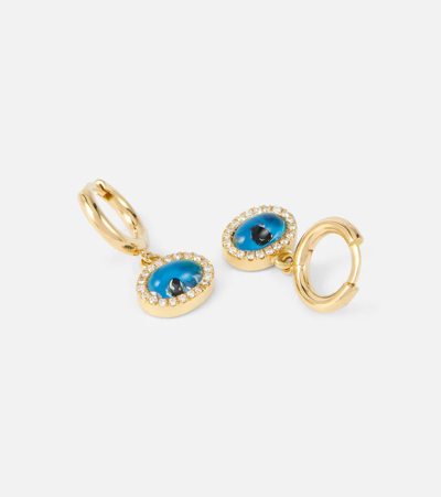 Shop Ileana Makri Mini Oval Eye 18kt Gold Hoop Earrings With Diamonds In Yellow Gold