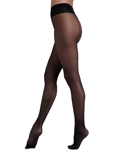 Wolford Individual 10 Back Seam Tights In Black