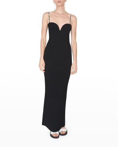 Shop Galvan Thalia Pearl-embellished Maxi Dress In Black