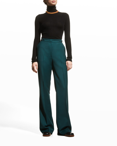 Shop Gabriela Hearst Vesta Wide-leg Pants In Dark Green