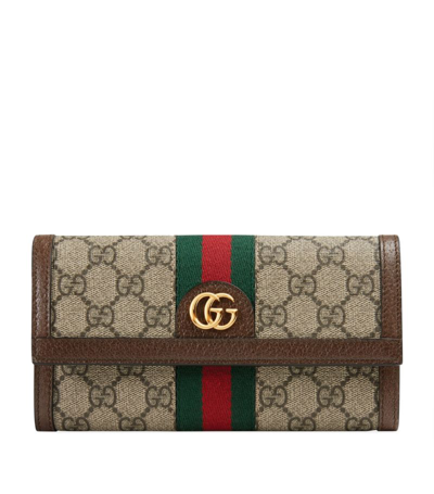 Shop Gucci Canvas Ophidia Gg Continental Wallet In Neutrals