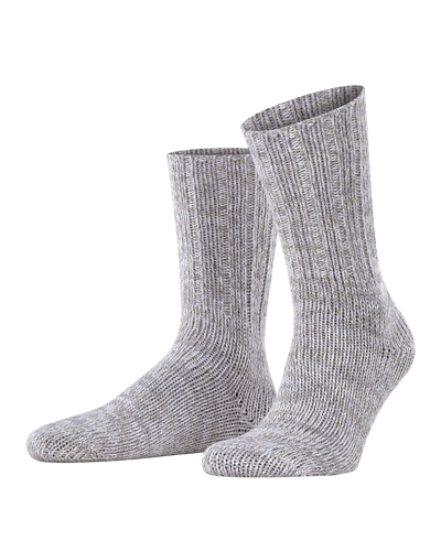 Shop Falke Men's Brooklyn Rib-knit Cotton Socks In Metal Grey
