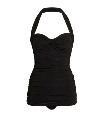 Shop Norma Kamali Bill Mio Halterneck Swimsuit In Black