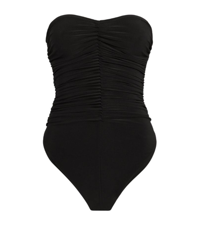 Shop Norma Kamali Ruched Marissa Swimsuit In Black