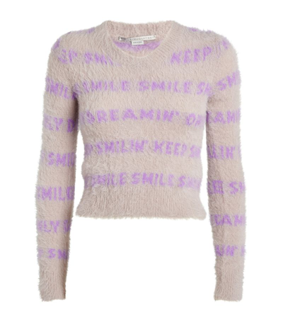 Shop Stella Mccartney Jacquard Slogan Sweater In Multi