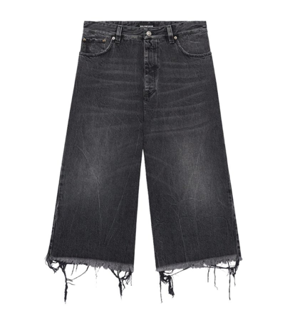 Shop Balenciaga Super Cropped High-rise Jeans In Black