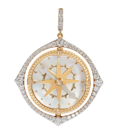 Shop Annoushka Yellow Gold And Diamond Mythology Spinning Compass Pendant
