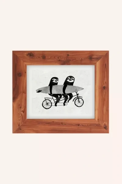 Shop Urban Outfitters Surfing Sloth Tandem Sloth Art Print In Cedar At