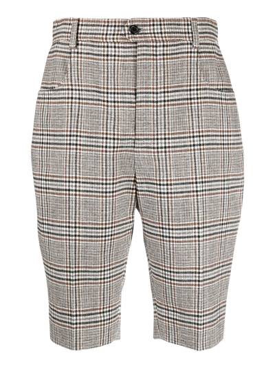 Shop Saint Laurent Check Print Bermuda Shorts In Brown