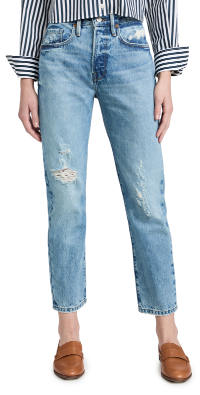 Shop Frame Le Original Jeans In Bluejay Rips