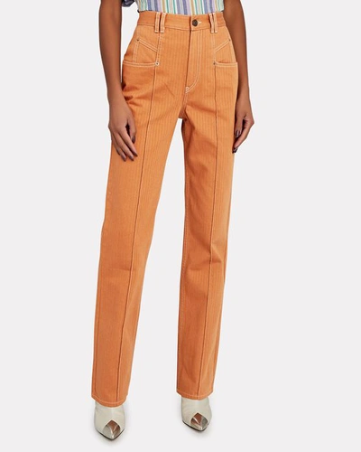 Shop Isabel Marant Lirokae Twill Straight-leg Pants In Brown