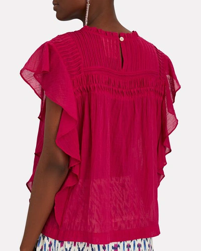 Shop Isabel Marant Étoile Layona Cotton Flutter Sleeve Top In Multi