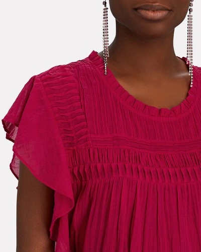 Shop Isabel Marant Étoile Layona Cotton Flutter Sleeve Top In Multi