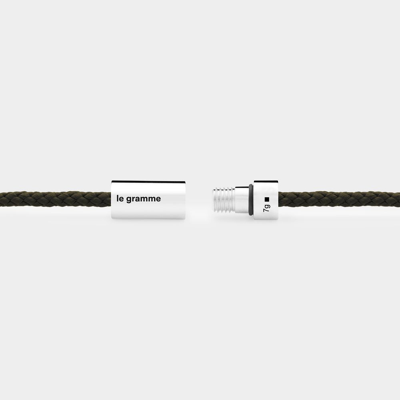 Shop Le Gramme 5g Cable Nato Bracelet -  - Khaki - Silver