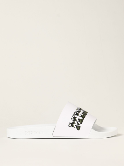 Shop Missoni Slide Sandals With Logo In White