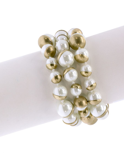 Shop Saachi Women's Half Moon Faux-pearl Bracelet In White