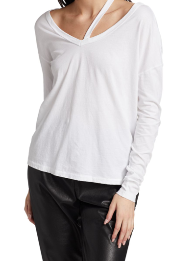 Shop N:philanthropy Women's Cutout Cotton Long-sleeve Top In White