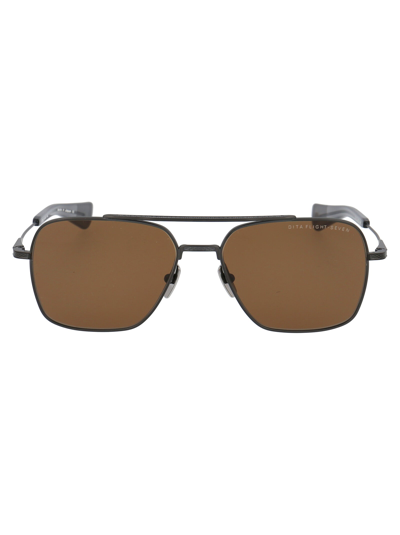 Shop Dita Sunglasses In Black Iron  W/ Dark Brown  - Ar