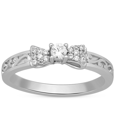 Shop Enchanted Disney Fine Jewelry Diamond Snow White Bow Ring (1/6 Ct. T.w.) In 10k White Gold