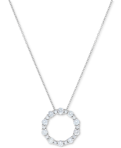 Macy's Diamond Circle 18" Pendant Necklace (2 Ct. T.w.) In 14k White Gold In White Gold