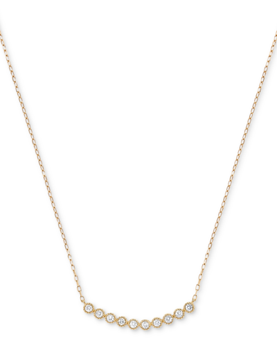 Macy's Diamond Bezel Curved Bar 18" Statement Necklace (1/4 Ct. T.w.) In 14k Yellow Gold Or 14k Rose Gold In Yellow Gold