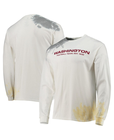 Shop Junk Food Men's  Cream Washington Football Team Tie-dye Long Sleeve T-shirt