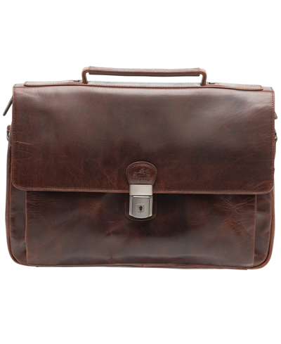 Shop Mancini Men's Buffalo Collection Triple Compartment 15" Laptop Briefcase In Brown