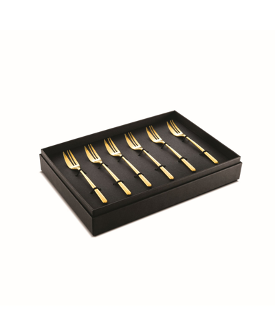 Shop Mepra Linea Ice Oro Cake Fork Set, 6 Piece In Gold-tone