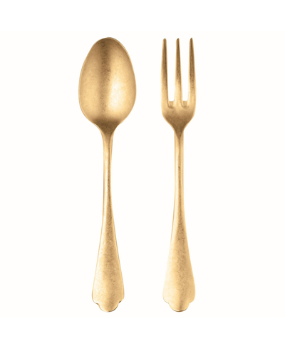 Shop Mepra Dolce Vita Pewter Oro Serving Set, 2 Piece In Gold-tone