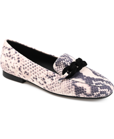 Shop Journee Collection Women's Cordell Chain Detail Loafers In Snake