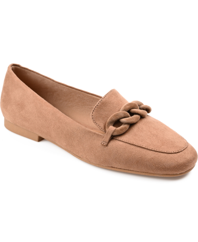 Shop Journee Collection Women's Cordell Chain Detail Loafers In Taupe