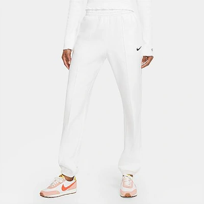 Shop Nike Women's Sportswear Essential Fleece Jogger Pants In White/black