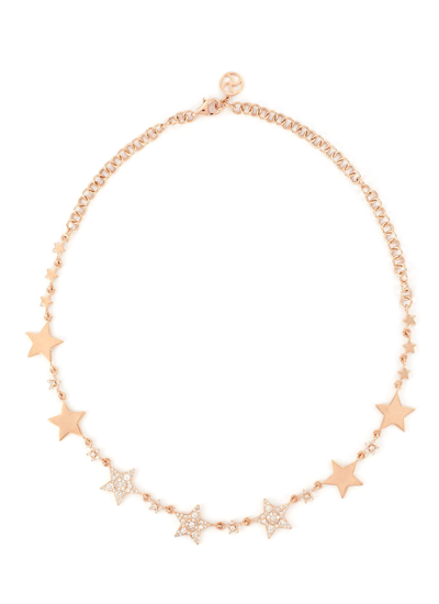 Shop Bee Goddess 'starlight' Diamond 14k Rose Gold Adjustable Necklace In Metallic