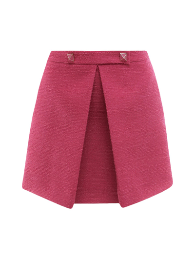 Shop Valentino Tweed Skirt In Pink & Purple