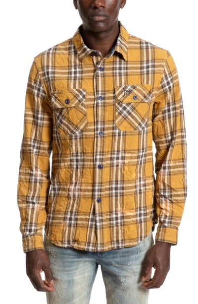 Shop Prps Biner Ripped Plaid Flannel Button-up Shirt In Khaki