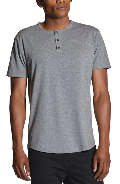 Shop Cuts Clothing Ao Curved Hem Short Sleeve Henley In Heather Grey