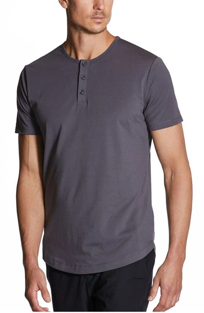 Shop Cuts Clothing Trim Fit Short Sleeve Henley In Cast Iron