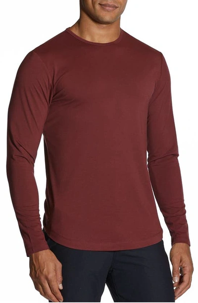 Shop Cuts Clothing Ao Curved Hem Long Sleeve T-shirt In Cabernet