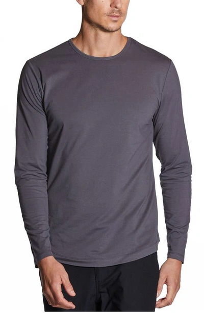 Shop Cuts Clothing Ao Curved Hem Long Sleeve T-shirt In Cast Iron