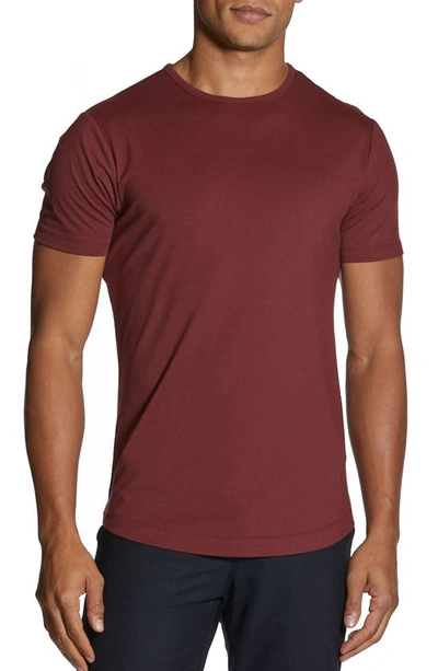 Shop Cuts Clothing Trim Fit Crewneck Cotton Blend T-shirt In Cabernet