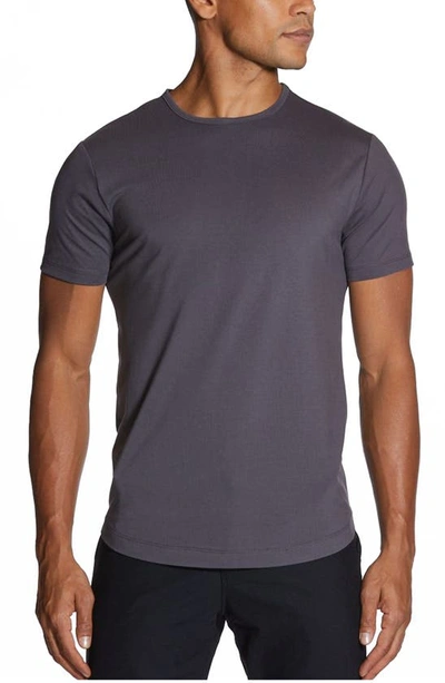 Shop Cuts Clothing Ao Curve Hem Cotton Blend T-shirt In Cast Iron