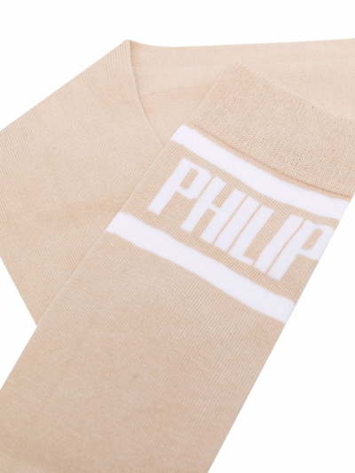 Shop Philipp Plein Logo-print Socks In Neutrals