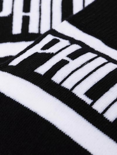 Shop Philipp Plein Logo-print Socks In Black