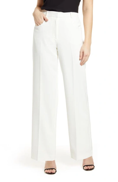 Shop Vince Camuto Stretch Crepe Wide Leg Pants In New Ivory
