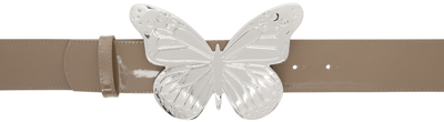 Shop Blumarine Brown Butterfly Buckle Belt In N0881 Coffee